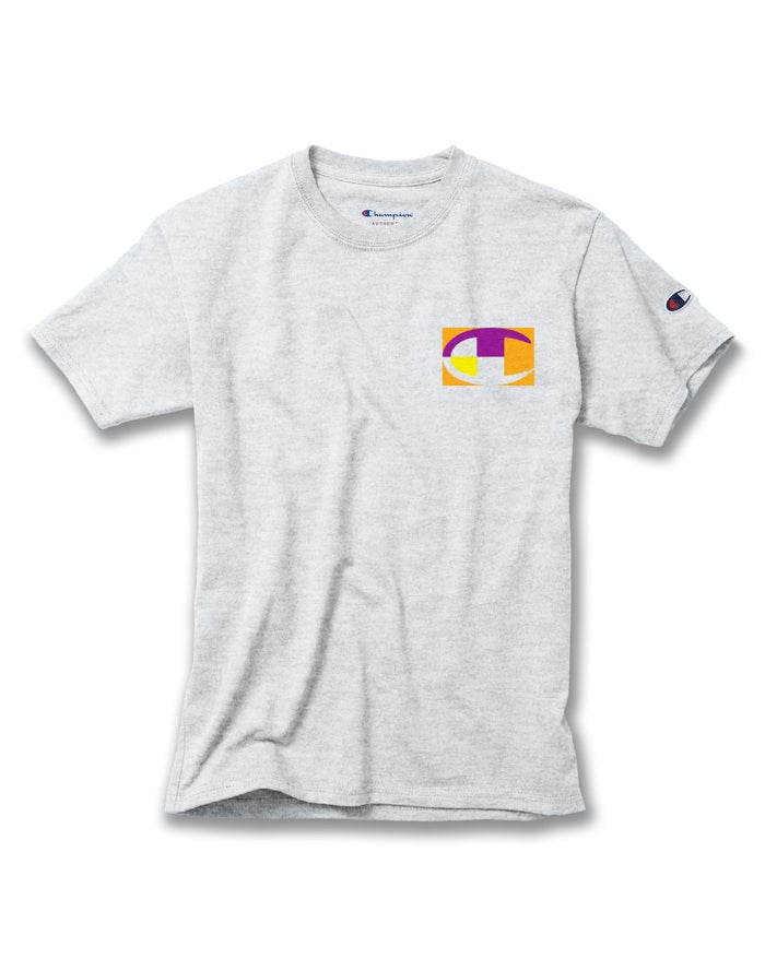 Champion T-Shirt Jongens - Grijs - Cotton Retro Colorblock Logos ( 693178-AGU )